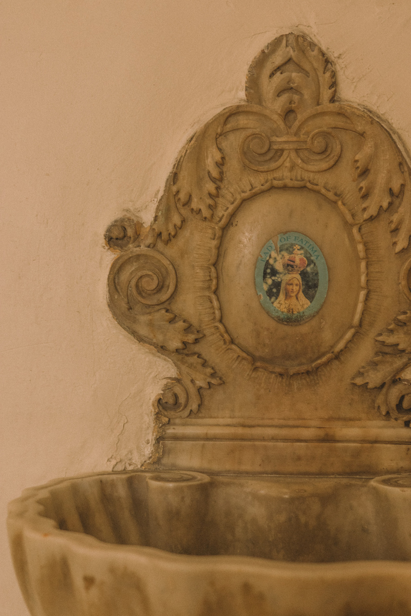 Ancient Holy Water Font in a Church